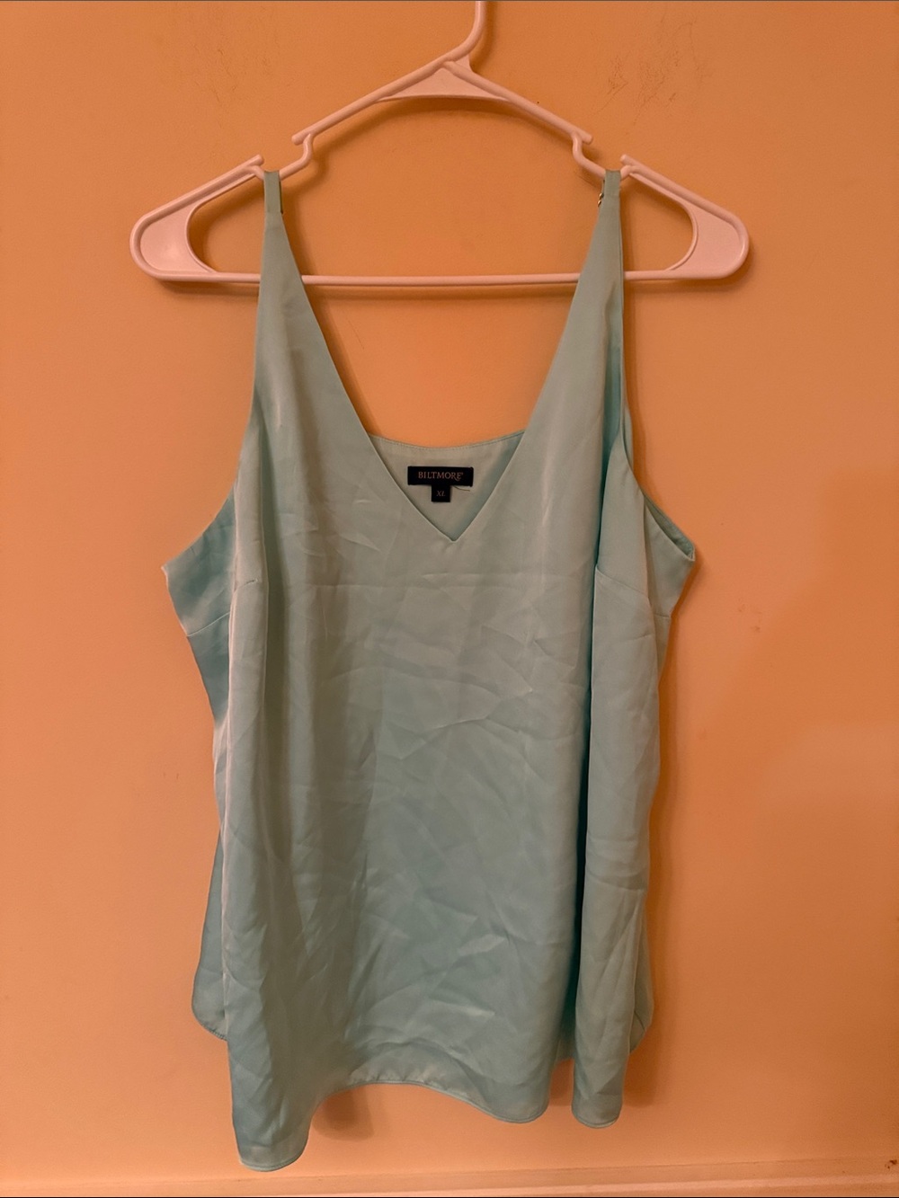 Biltmore Mint Green V-Neck Satin Cami Tank Top Size XL